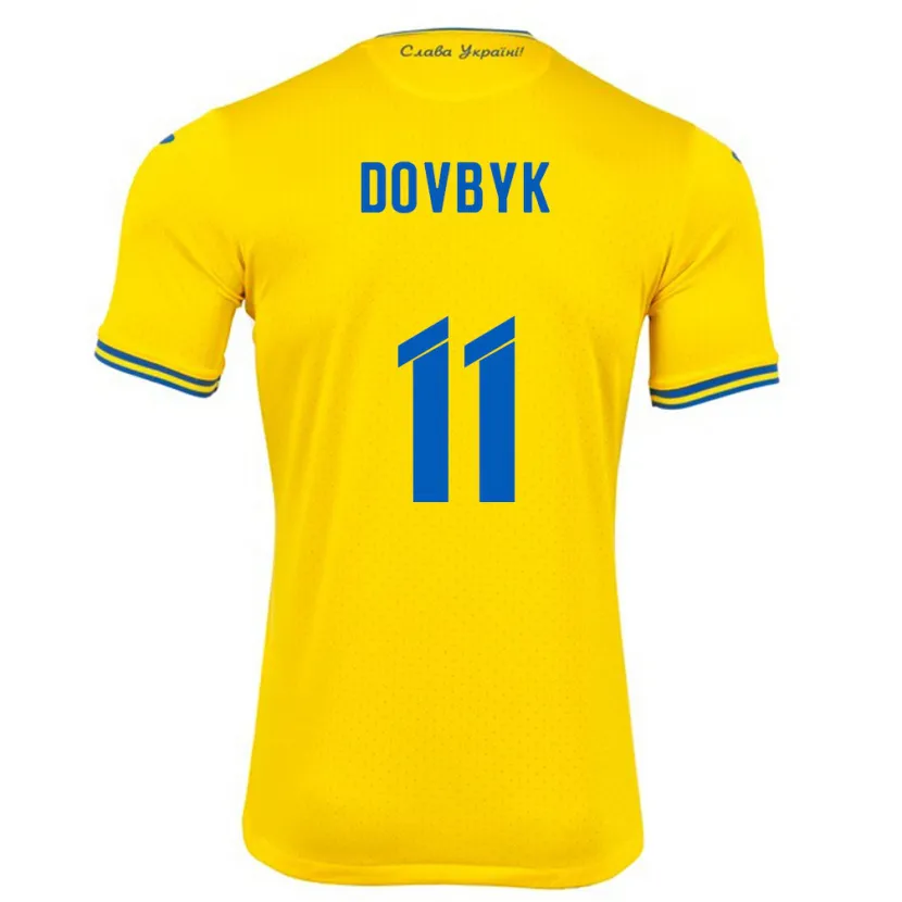 Danxen Mann Ukraina Artem Dovbyk #11 Gul Hjemmetrøye Drakt Trøye 24-26 Skjorter T-Skjorte