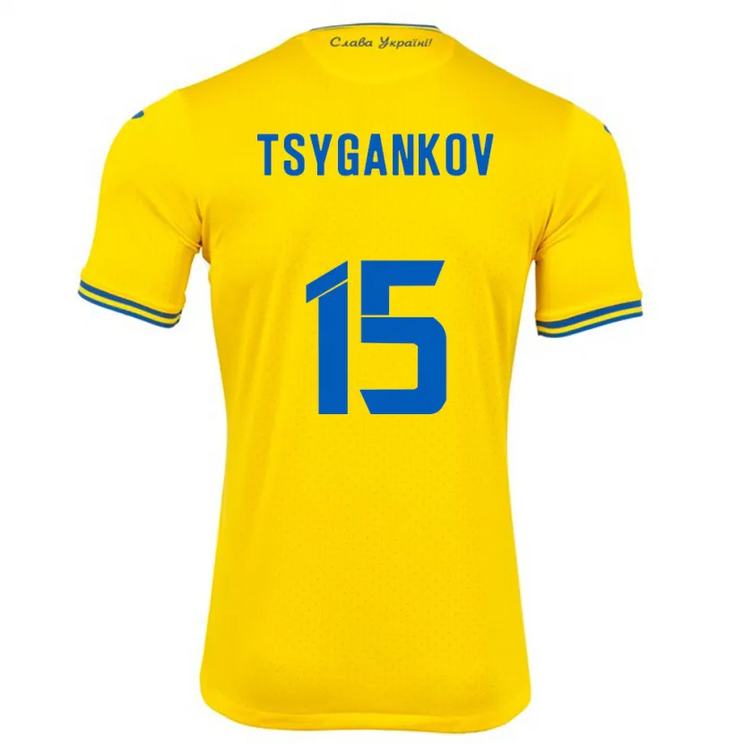 Danxen Mann Ukraina Viktor Tsygankov #15 Gul Hjemmetrøye Drakt Trøye 24-26 Skjorter T-Skjorte