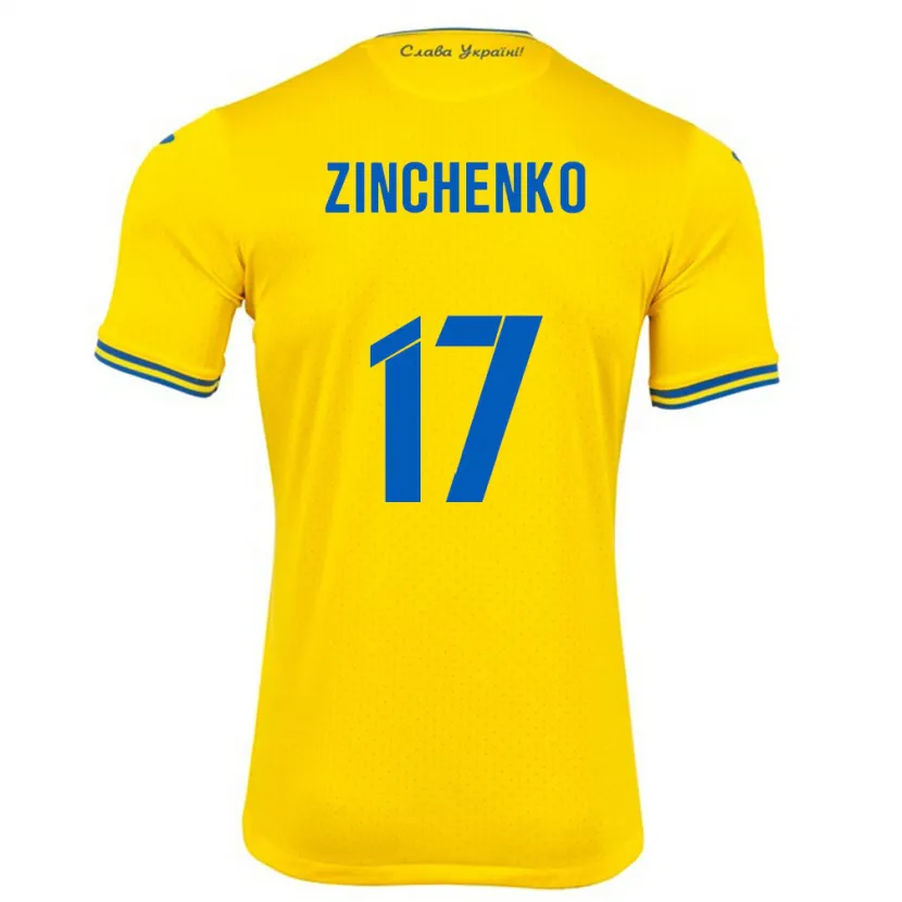 Danxen Mann Ukraina Oleksandr Zinchenko #17 Gul Hjemmetrøye Drakt Trøye 24-26 Skjorter T-Skjorte