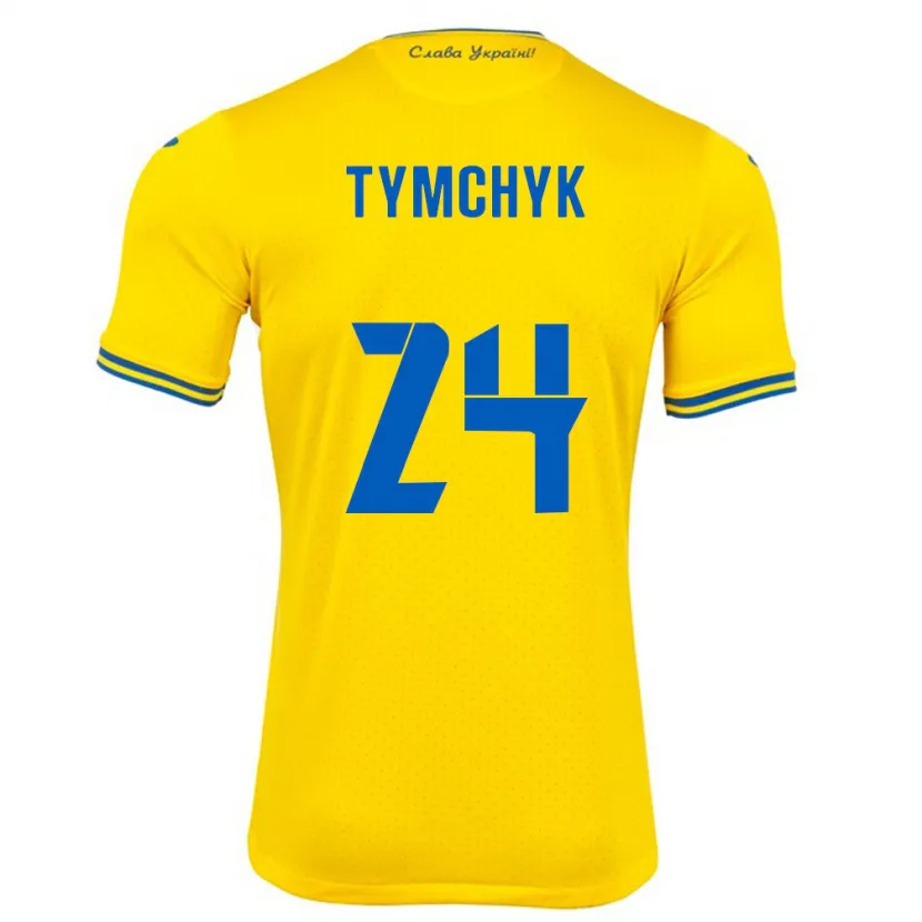 Danxen Mann Ukraina Oleksandr Tymchyk #24 Gul Hjemmetrøye Drakt Trøye 24-26 Skjorter T-Skjorte