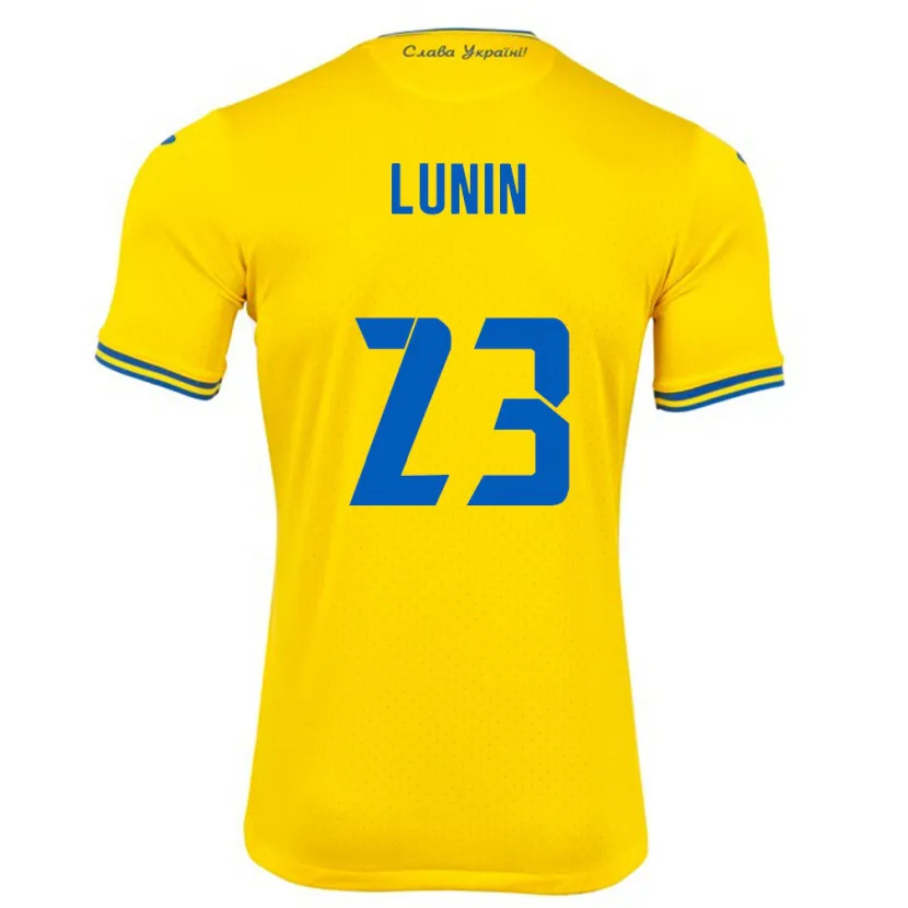 Danxen Mann Ukraina Andriy Lunin #23 Gul Hjemmetrøye Drakt Trøye 24-26 Skjorter T-Skjorte