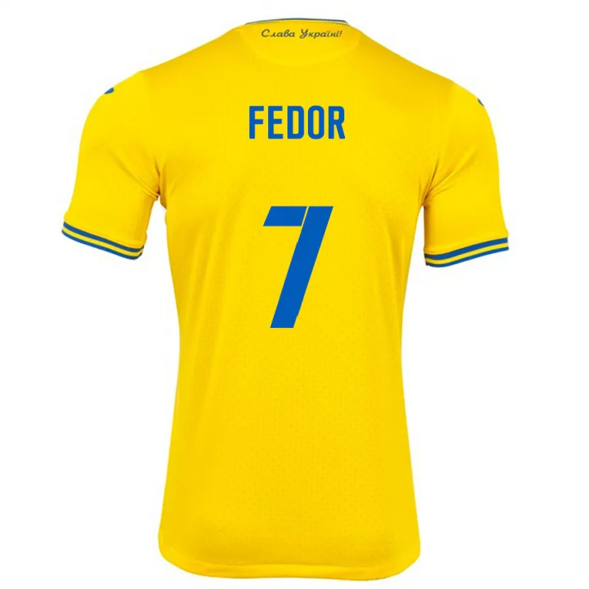 Danxen Mann Ukraina Oleg Fedor #7 Gul Hjemmetrøye Drakt Trøye 24-26 Skjorter T-Skjorte