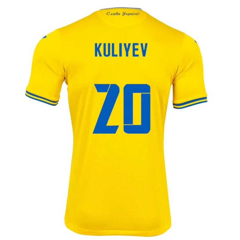 Danxen Mann Ukraina Eldar Kuliyev #20 Gul Hjemmetrøye Drakt Trøye 24-26 Skjorter T-Skjorte