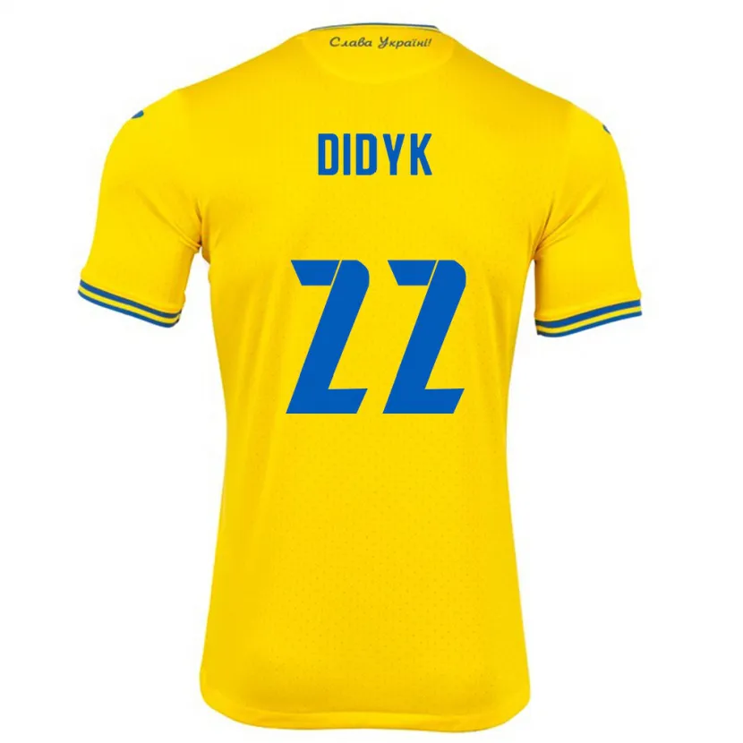 Danxen Mann Ukraina Roman Didyk #22 Gul Hjemmetrøye Drakt Trøye 24-26 Skjorter T-Skjorte