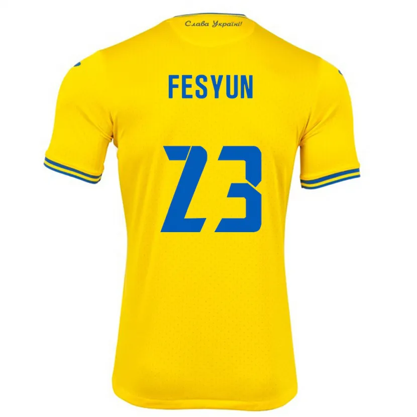Danxen Mann Ukraina Kiril Fesyun #23 Gul Hjemmetrøye Drakt Trøye 24-26 Skjorter T-Skjorte