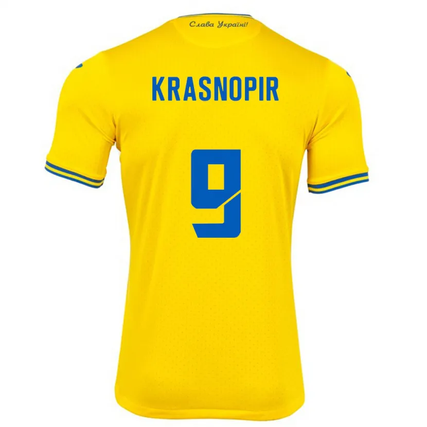 Danxen Mann Ukraina Igor Krasnopir #9 Gul Hjemmetrøye Drakt Trøye 24-26 Skjorter T-Skjorte