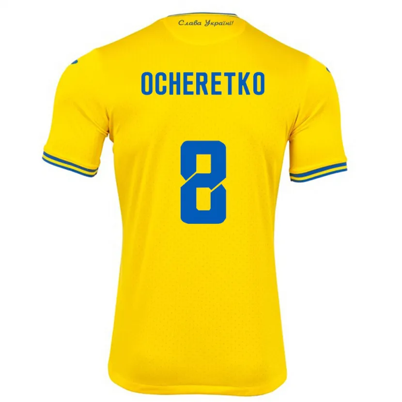 Danxen Mann Ukraina Oleg Ocheretko #8 Gul Hjemmetrøye Drakt Trøye 24-26 Skjorter T-Skjorte