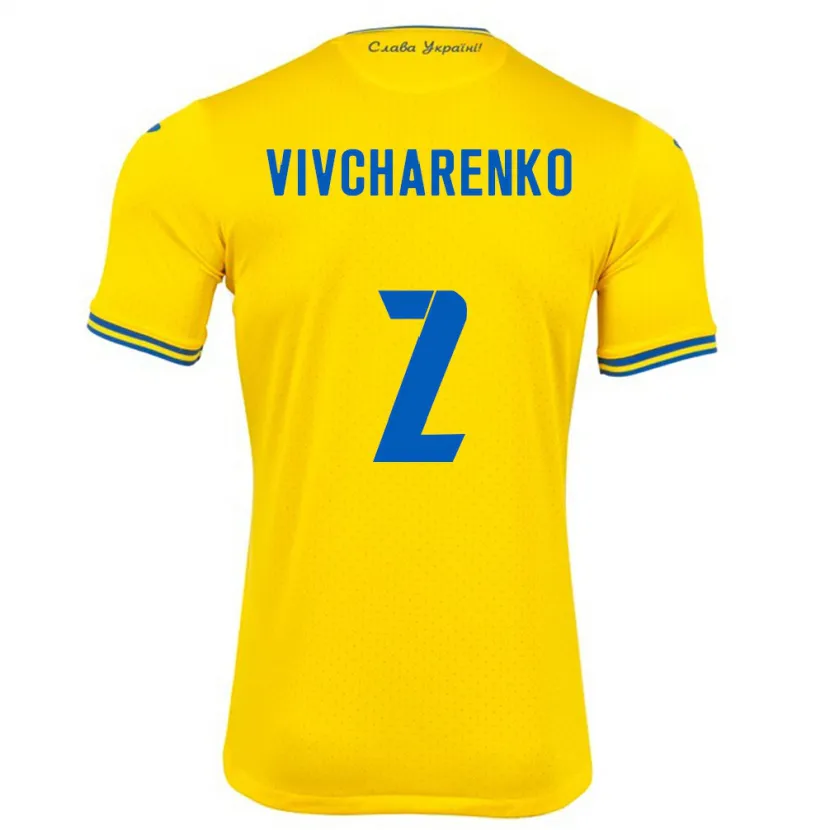 Danxen Mann Ukraina Kostyantyn Vivcharenko #2 Gul Hjemmetrøye Drakt Trøye 24-26 Skjorter T-Skjorte