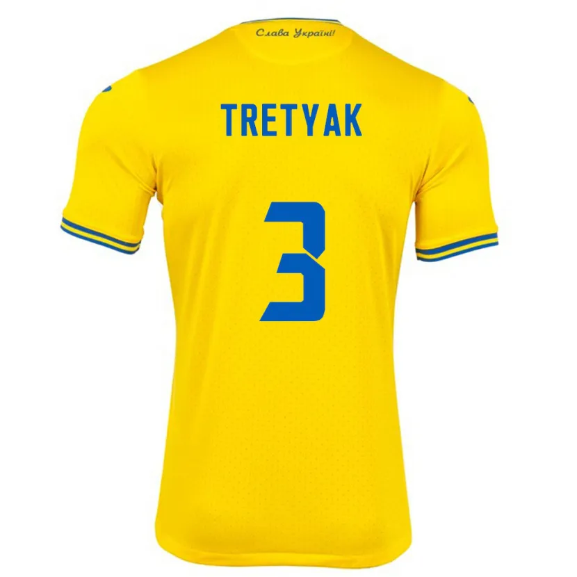 Danxen Mann Ukraina Demyan Tretyak #3 Gul Hjemmetrøye Drakt Trøye 24-26 Skjorter T-Skjorte