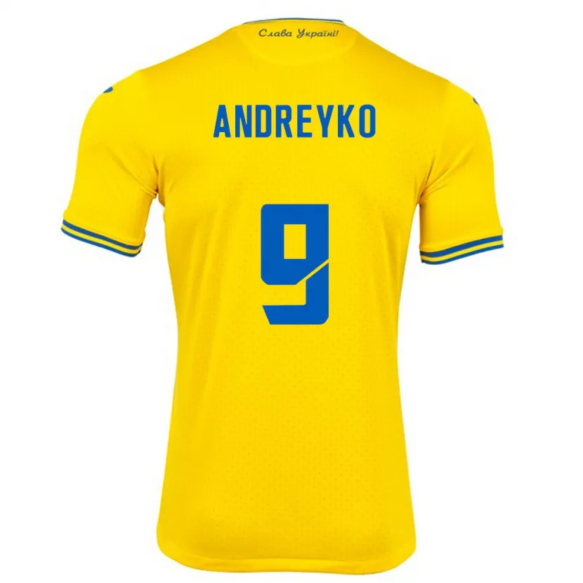 Danxen Mann Ukraina Ivan Andreyko #9 Gul Hjemmetrøye Drakt Trøye 24-26 Skjorter T-Skjorte