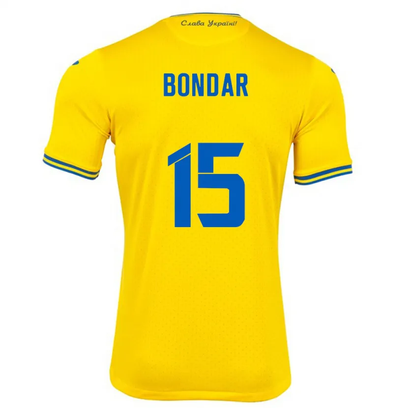 Danxen Mann Ukraina Nazar Bondar #15 Gul Hjemmetrøye Drakt Trøye 24-26 Skjorter T-Skjorte