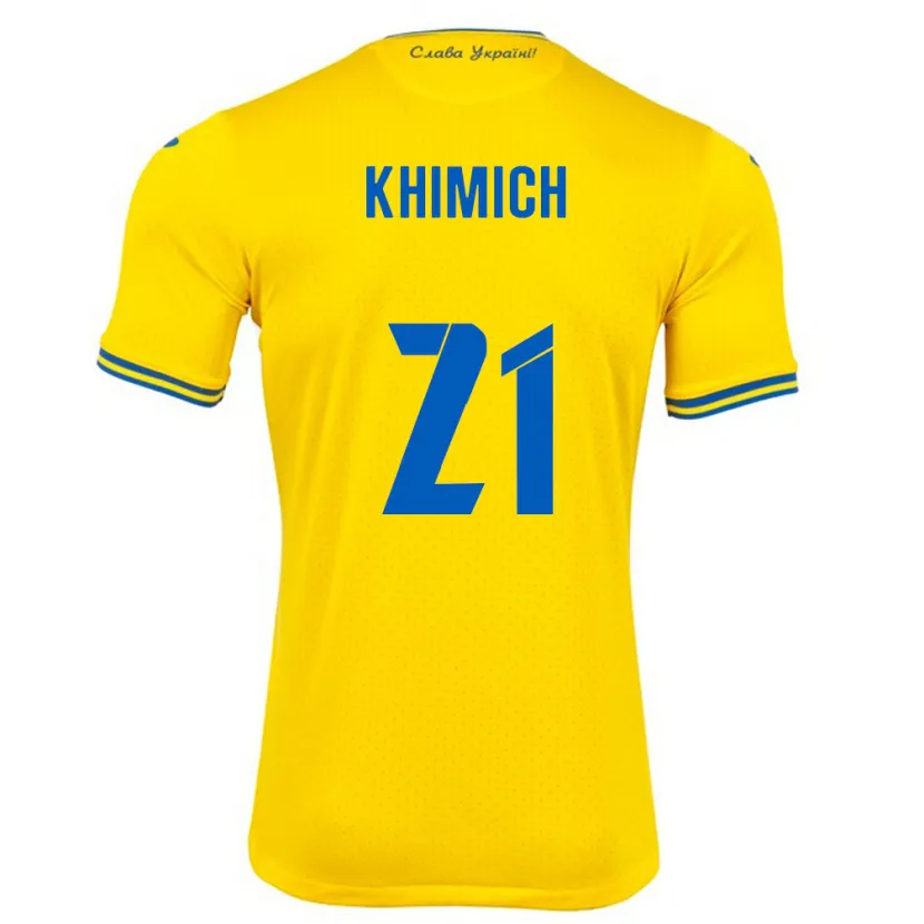 Danxen Mann Ukraina Tamila Khimich #21 Gul Hjemmetrøye Drakt Trøye 24-26 Skjorter T-Skjorte