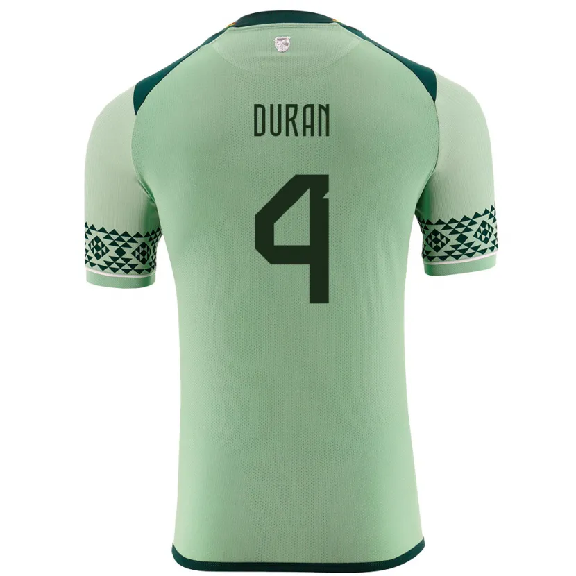 Danxen Mann Bolivia Denilson Durán #4 Lysegrønn Hjemmetrøye Drakt Trøye 24-26 Skjorter T-Skjorte