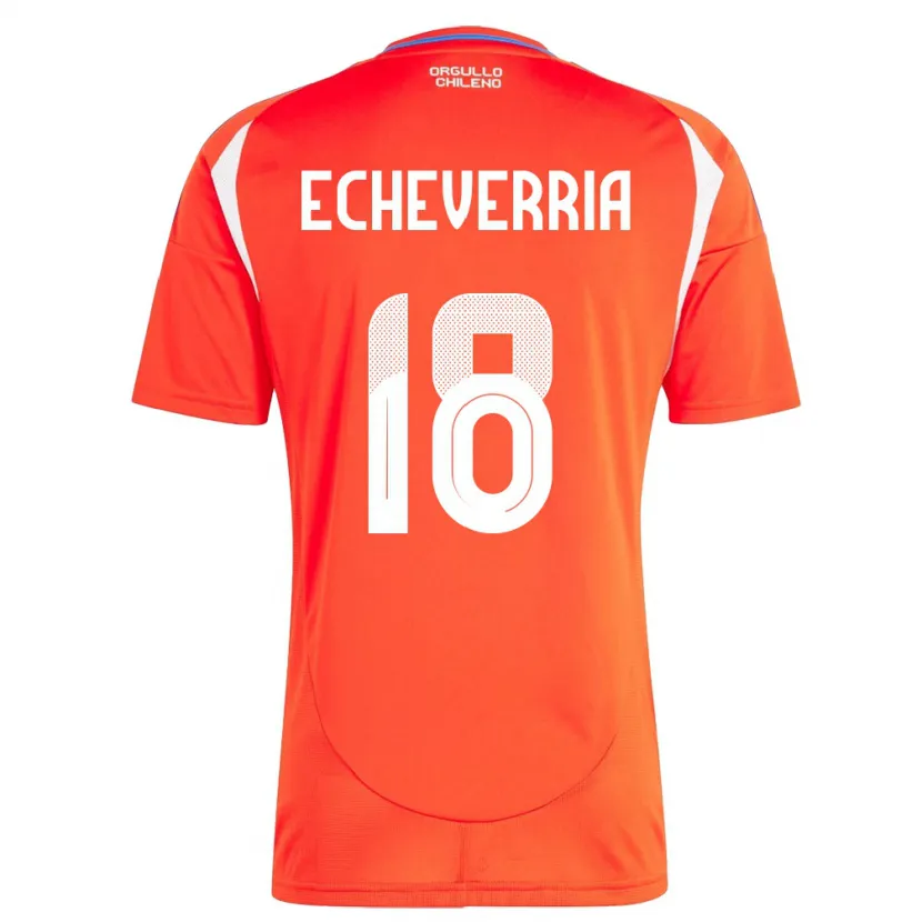 Danxen Mann Chile Rodrigo Echeverría #18 Rød Hjemmetrøye Drakt Trøye 24-26 Skjorter T-Skjorte