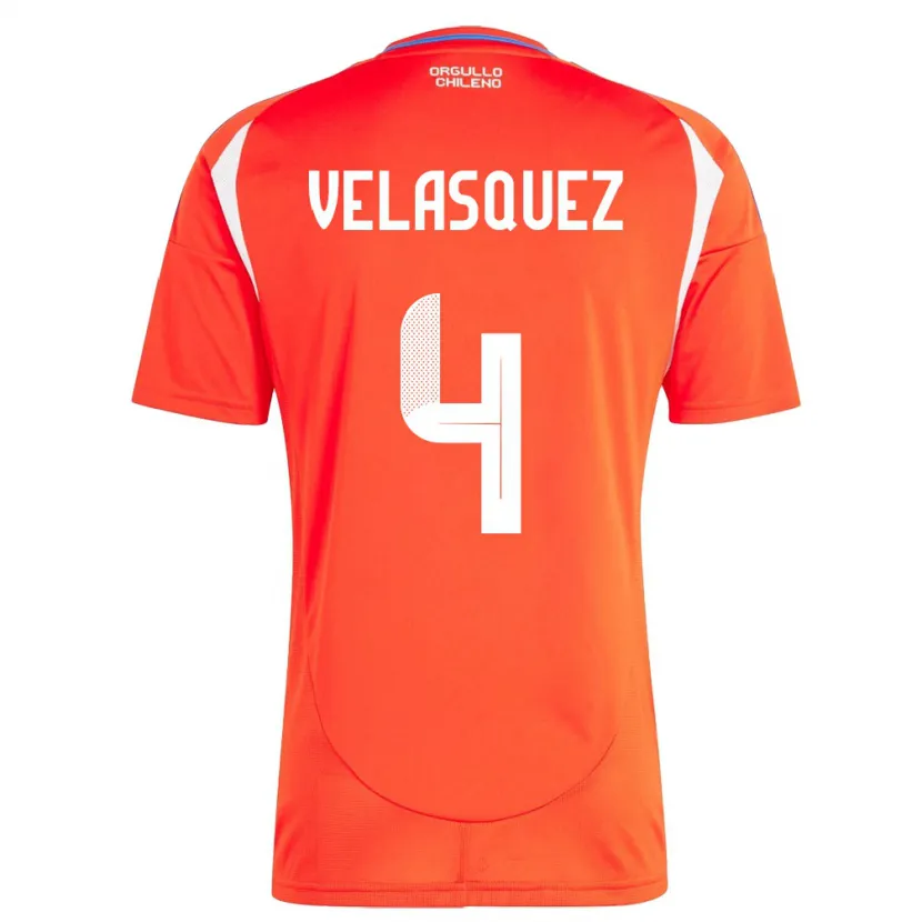 Danxen Mann Chile Lucas Velásquez #4 Rød Hjemmetrøye Drakt Trøye 24-26 Skjorter T-Skjorte