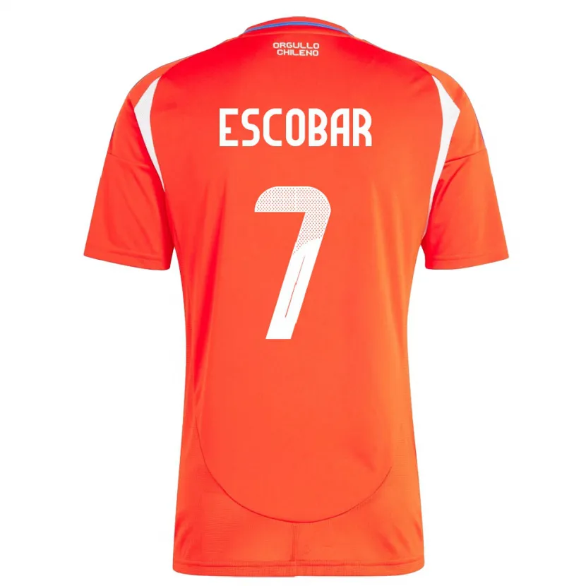 Danxen Mann Chile Bastián Escobar #7 Rød Hjemmetrøye Drakt Trøye 24-26 Skjorter T-Skjorte