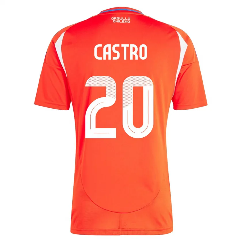 Danxen Mann Chile Benjamín Castro #20 Rød Hjemmetrøye Drakt Trøye 24-26 Skjorter T-Skjorte
