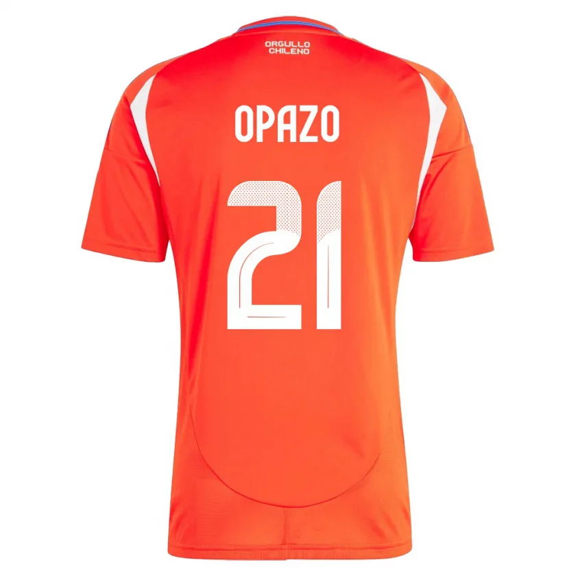 Danxen Mann Chile Diego Opazo #21 Rød Hjemmetrøye Drakt Trøye 24-26 Skjorter T-Skjorte