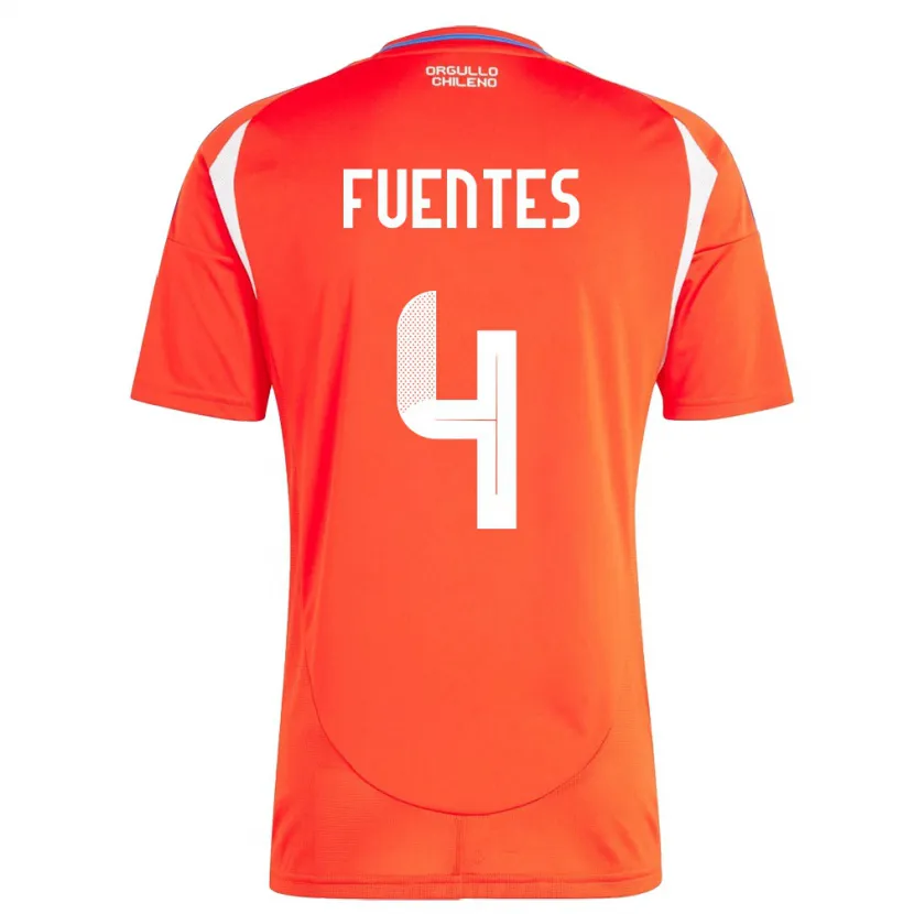 Danxen Mann Chile Karen Fuentes #4 Rød Hjemmetrøye Drakt Trøye 24-26 Skjorter T-Skjorte