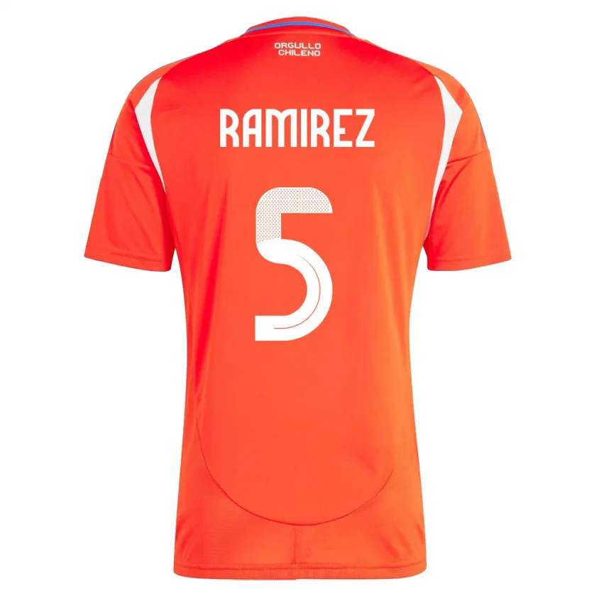 Danxen Mann Chile Fernanda Ramírez #5 Rød Hjemmetrøye Drakt Trøye 24-26 Skjorter T-Skjorte