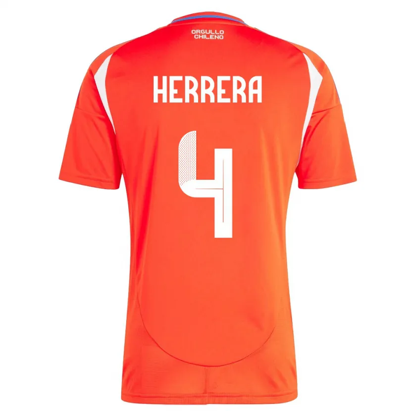 Danxen Mann Chile Claudia Herrera #4 Rød Hjemmetrøye Drakt Trøye 24-26 Skjorter T-Skjorte