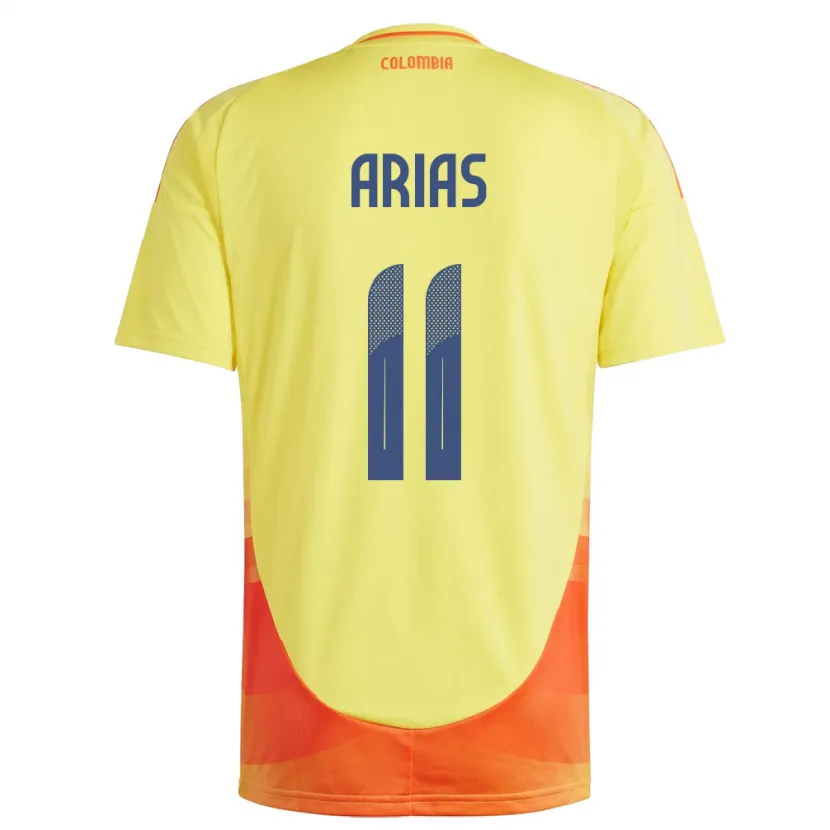 Danxen Mann Colombia Jhon Arias #11 Gul Hjemmetrøye Drakt Trøye 24-26 Skjorter T-Skjorte
