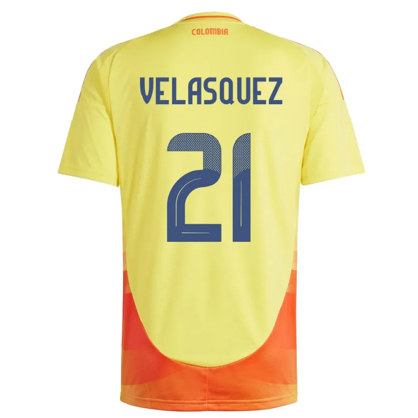 Danxen Mann Colombia Samuel Velásquez #21 Gul Hjemmetrøye Drakt Trøye 24-26 Skjorter T-Skjorte