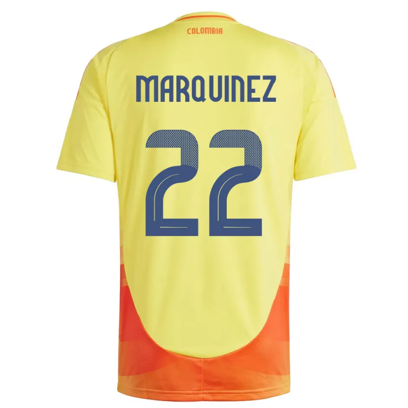 Danxen Mann Colombia Luis Marquinez #22 Gul Hjemmetrøye Drakt Trøye 24-26 Skjorter T-Skjorte