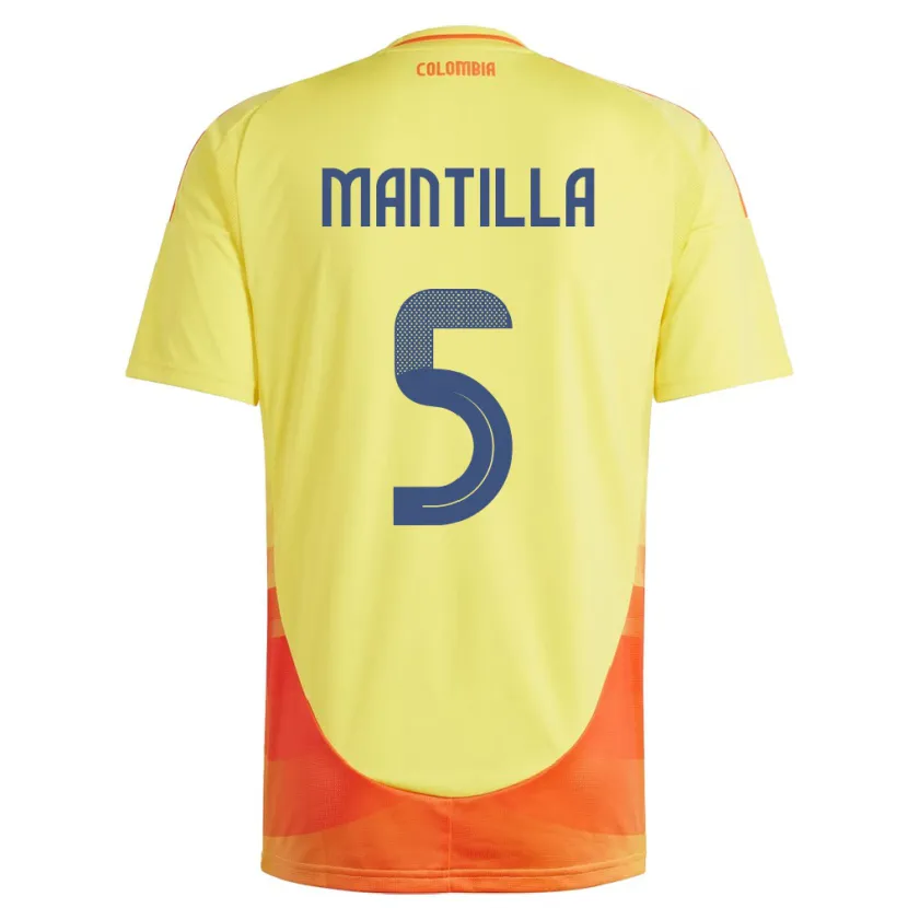 Danxen Mann Colombia Kevin Mantilla #5 Gul Hjemmetrøye Drakt Trøye 24-26 Skjorter T-Skjorte