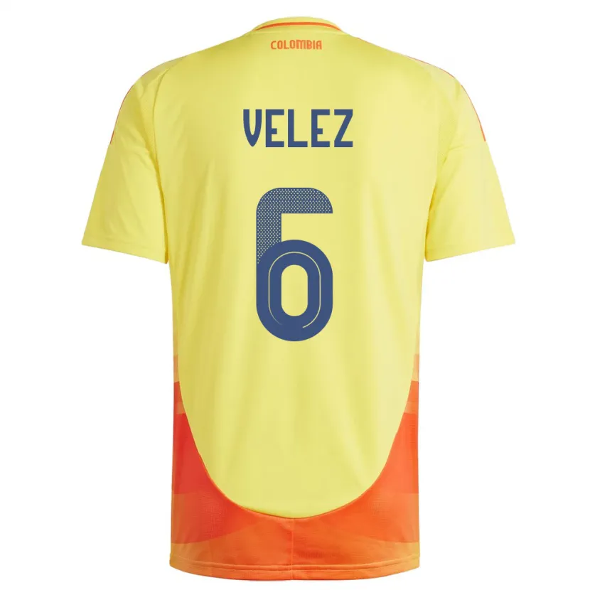 Danxen Mann Colombia Jhon Vélez #6 Gul Hjemmetrøye Drakt Trøye 24-26 Skjorter T-Skjorte