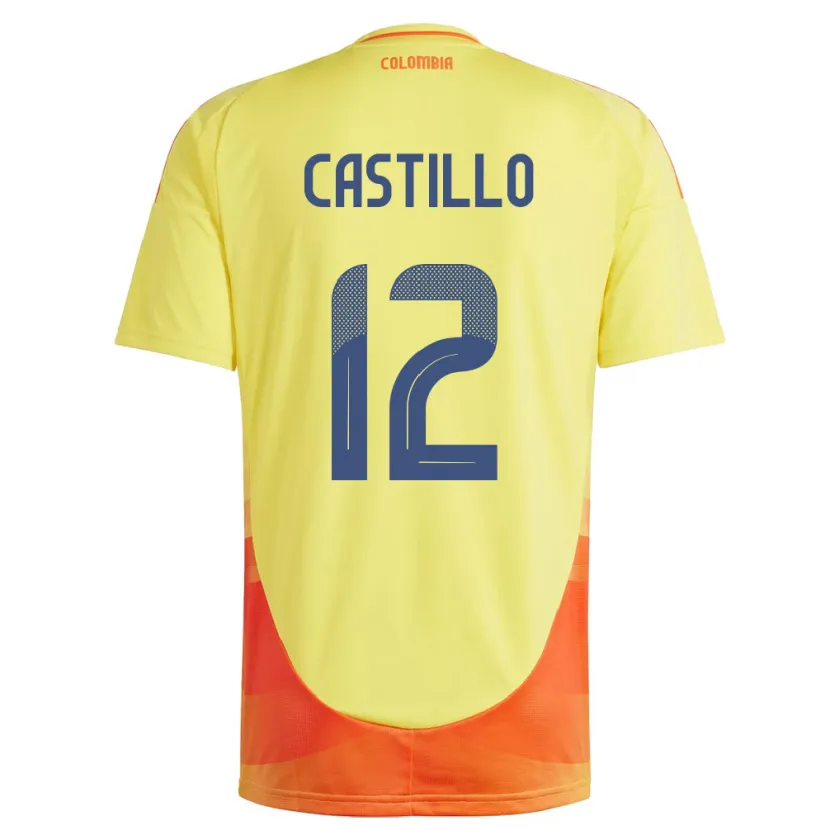 Danxen Mann Colombia Juan Castillo #12 Gul Hjemmetrøye Drakt Trøye 24-26 Skjorter T-Skjorte