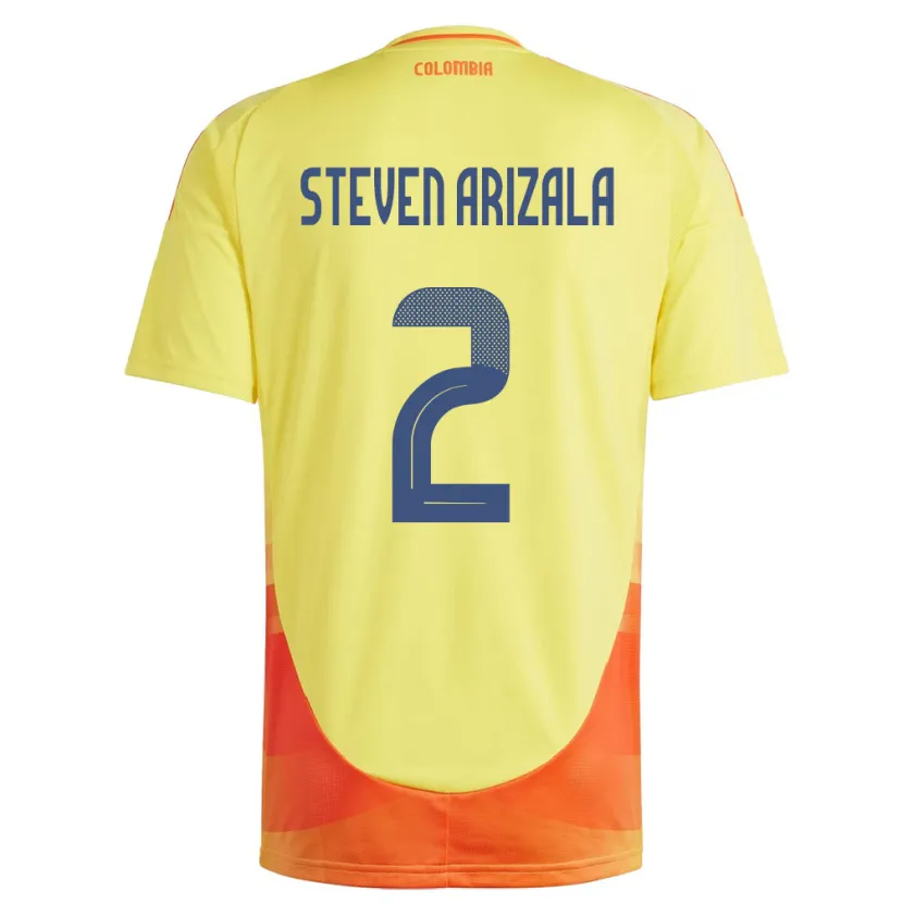 Danxen Mann Colombia Elver Steven Arizala #2 Gul Hjemmetrøye Drakt Trøye 24-26 Skjorter T-Skjorte