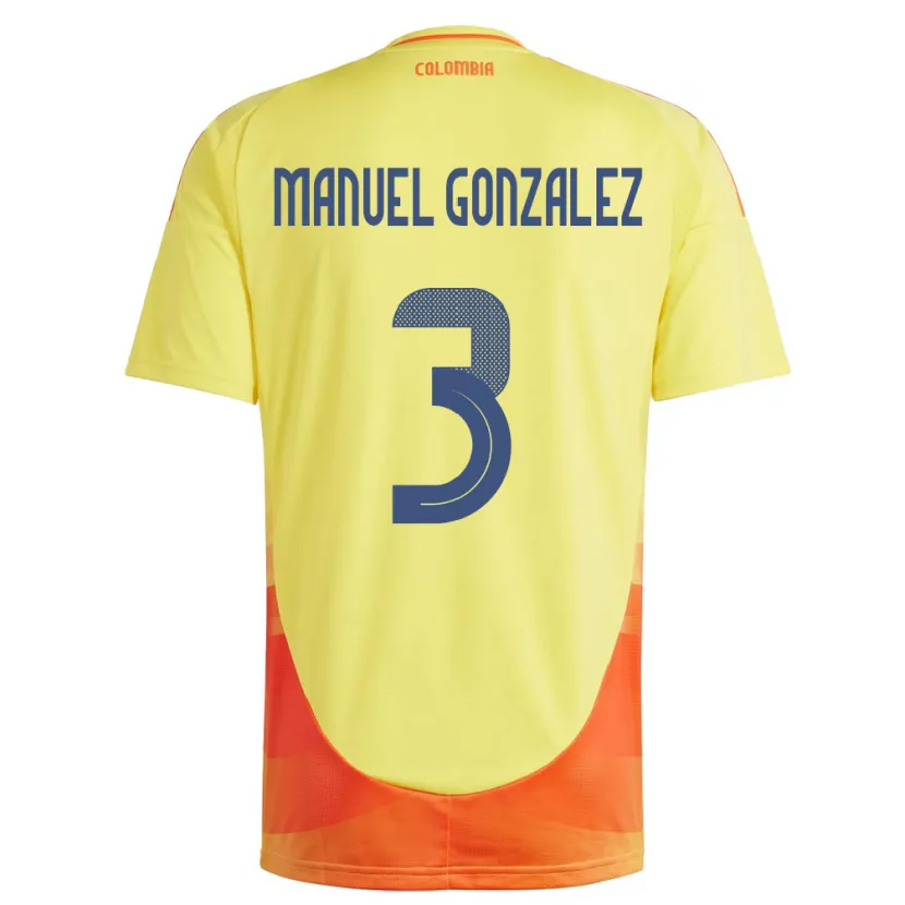 Danxen Mann Colombia Carlos Manuel González #3 Gul Hjemmetrøye Drakt Trøye 24-26 Skjorter T-Skjorte