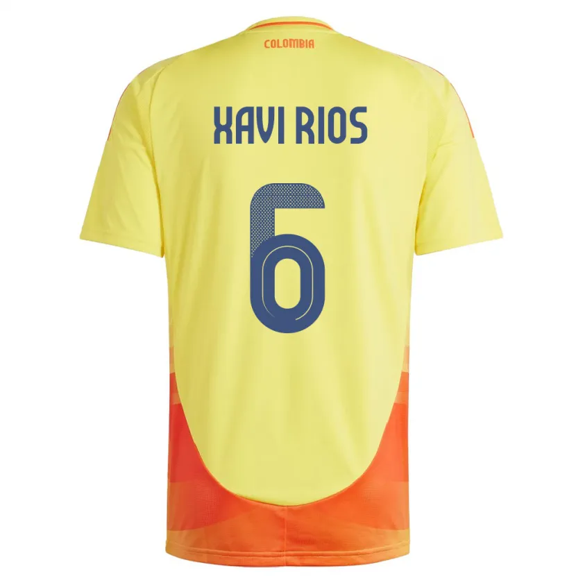 Danxen Mann Colombia Xavi Ríos #6 Gul Hjemmetrøye Drakt Trøye 24-26 Skjorter T-Skjorte
