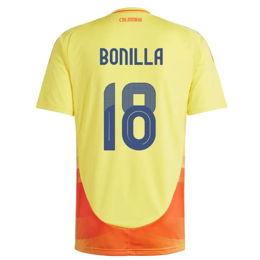 Danxen Mann Colombia Wendy Bonilla #18 Gul Hjemmetrøye Drakt Trøye 24-26 Skjorter T-Skjorte