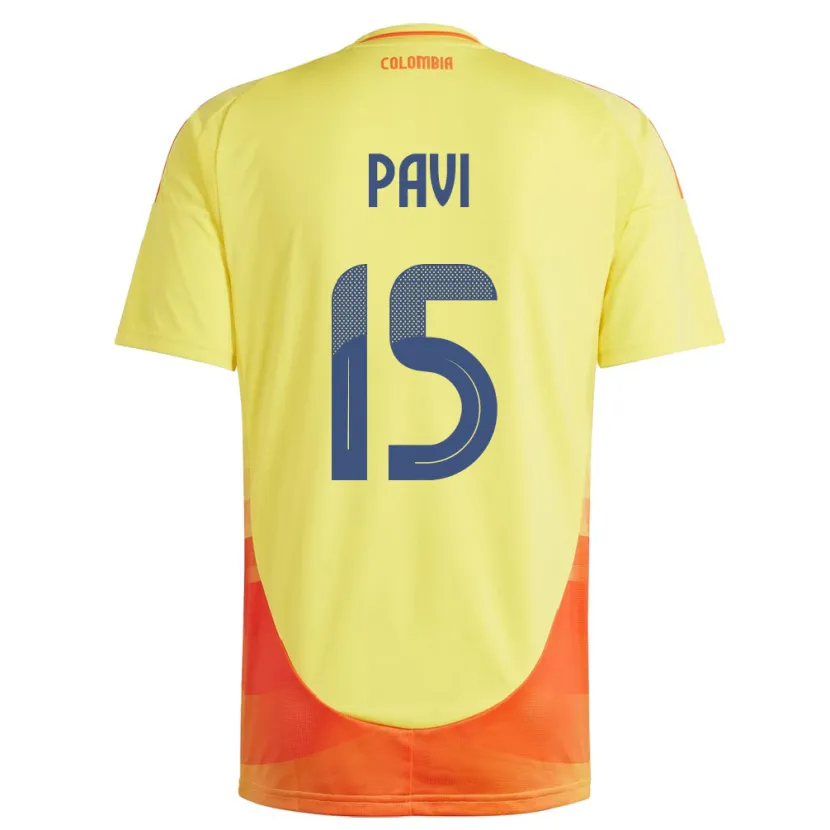 Danxen Mann Colombia Manuela Paví #15 Gul Hjemmetrøye Drakt Trøye 24-26 Skjorter T-Skjorte