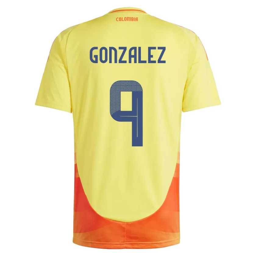 Danxen Mann Colombia Manuela González #9 Gul Hjemmetrøye Drakt Trøye 24-26 Skjorter T-Skjorte