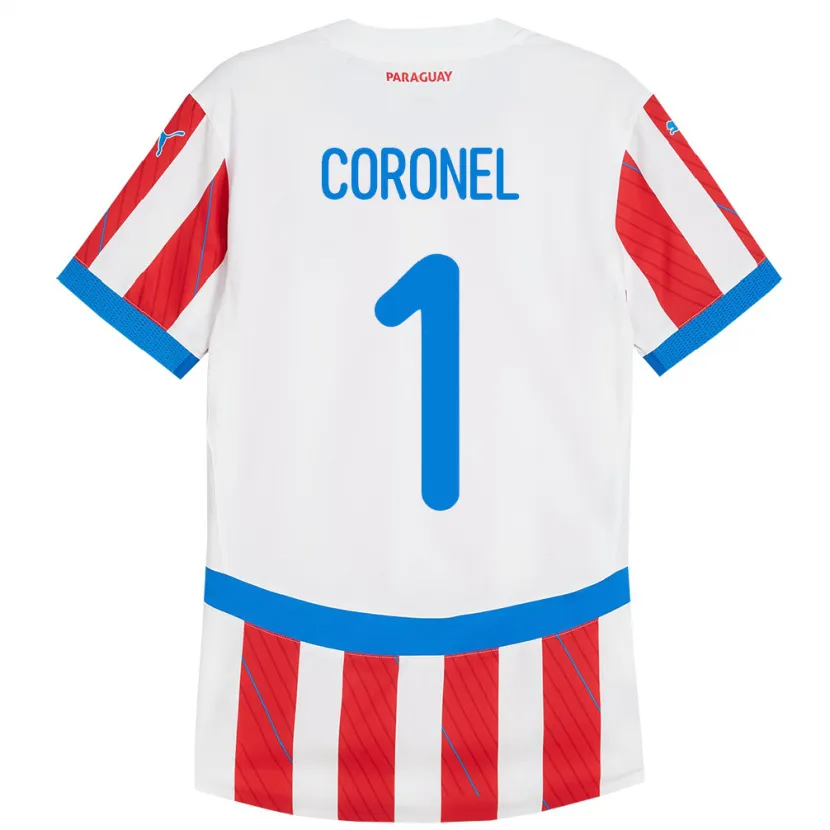 Danxen Mann Paraguay Carlos Coronel #1 Hvit Rød Hjemmetrøye Drakt Trøye 24-26 Skjorter T-Skjorte