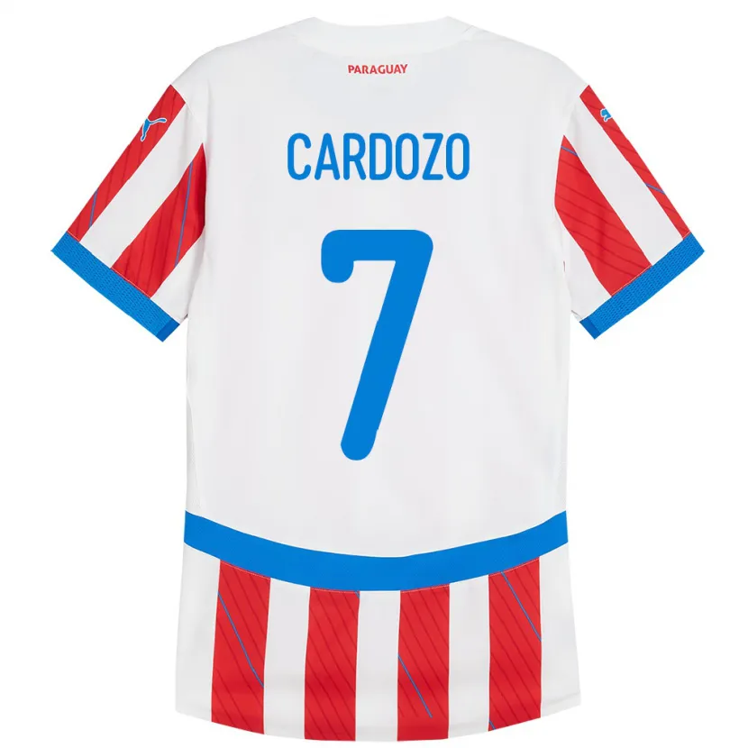 Danxen Mann Paraguay Fernando Cardozo #7 Hvit Rød Hjemmetrøye Drakt Trøye 24-26 Skjorter T-Skjorte