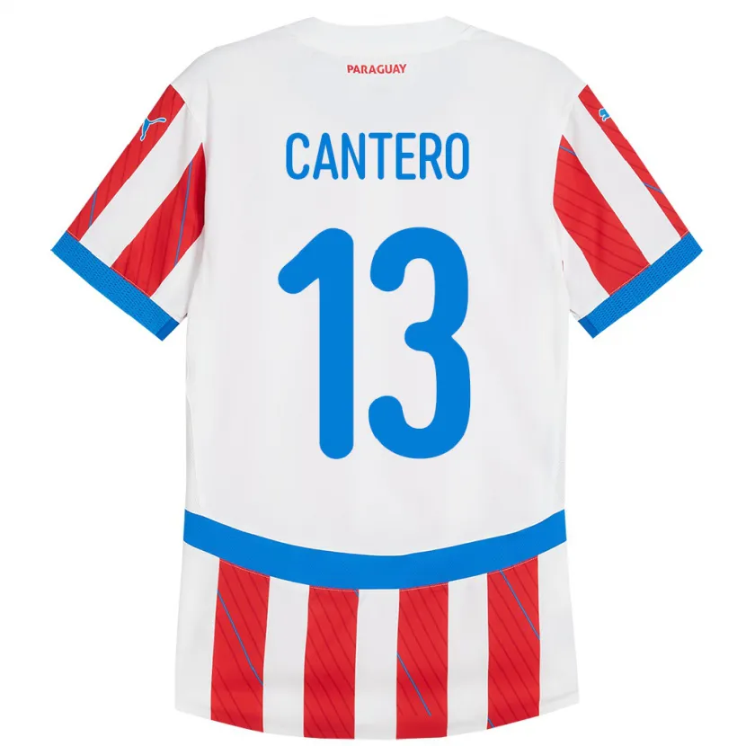 Danxen Mann Paraguay Alexis Cantero #13 Hvit Rød Hjemmetrøye Drakt Trøye 24-26 Skjorter T-Skjorte