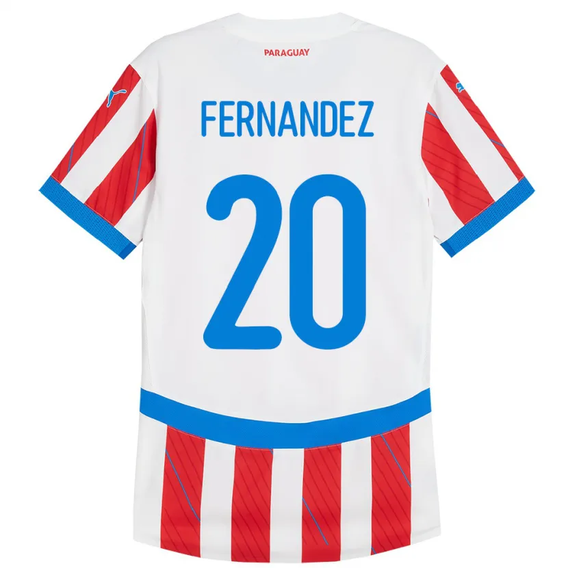 Danxen Mann Paraguay Marcelo Fernández #20 Hvit Rød Hjemmetrøye Drakt Trøye 24-26 Skjorter T-Skjorte