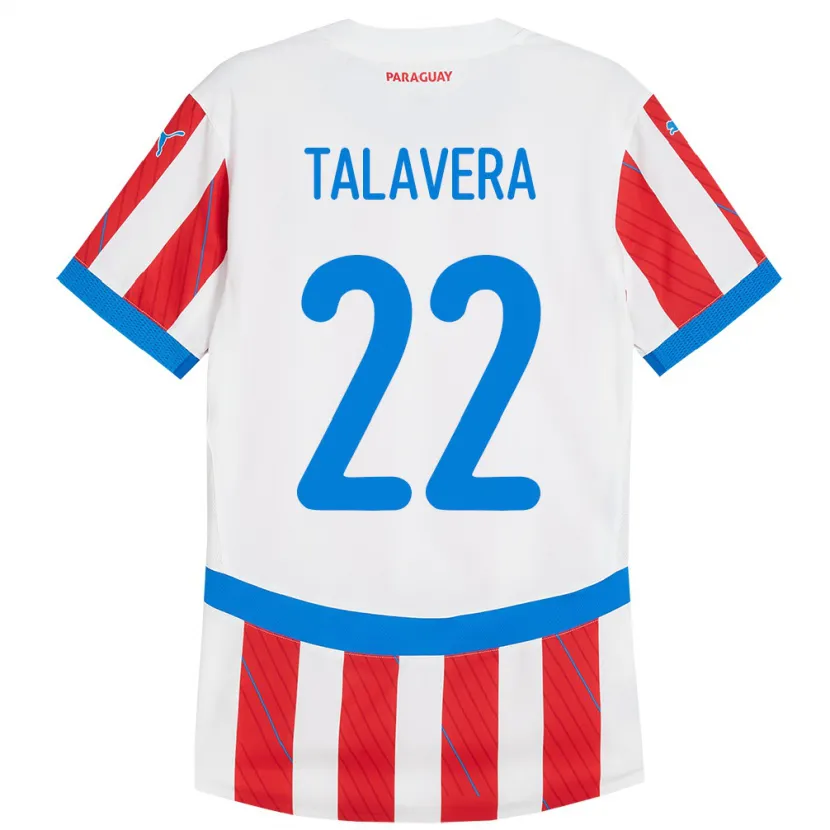 Danxen Mann Paraguay Javier Talavera #22 Hvit Rød Hjemmetrøye Drakt Trøye 24-26 Skjorter T-Skjorte