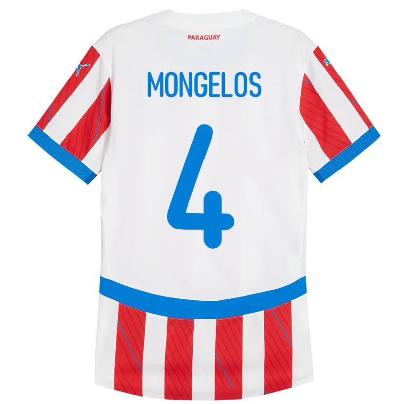 Danxen Mann Paraguay Rolando Mongelós #4 Hvit Rød Hjemmetrøye Drakt Trøye 24-26 Skjorter T-Skjorte