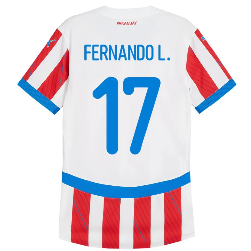 Danxen Mann Paraguay Fernando Leguizamón #17 Hvit Rød Hjemmetrøye Drakt Trøye 24-26 Skjorter T-Skjorte