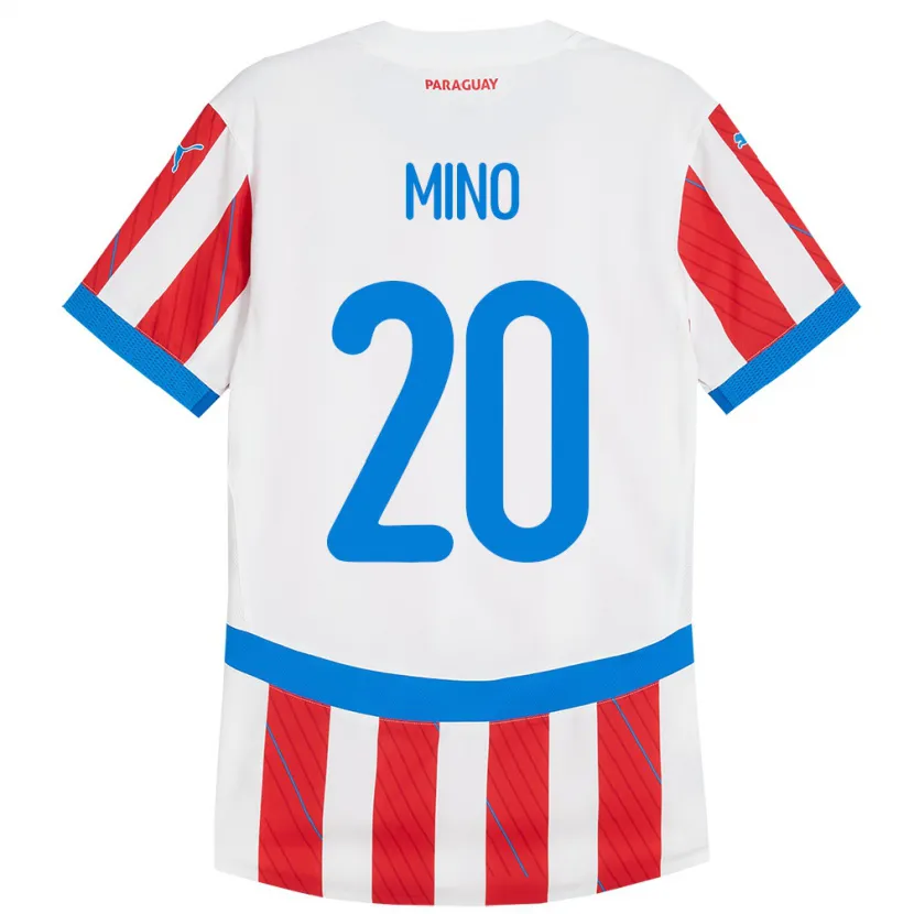 Danxen Mann Paraguay César Miño #20 Hvit Rød Hjemmetrøye Drakt Trøye 24-26 Skjorter T-Skjorte