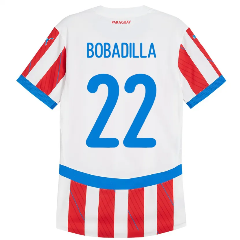 Danxen Mann Paraguay Dylan Bobadilla #22 Hvit Rød Hjemmetrøye Drakt Trøye 24-26 Skjorter T-Skjorte