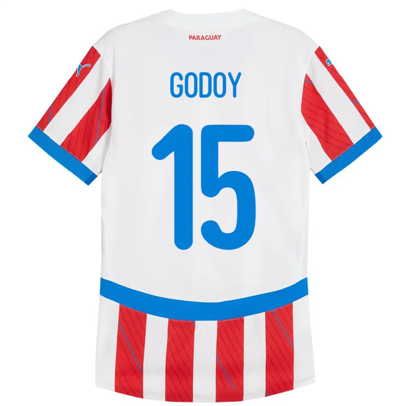Danxen Mann Paraguay Fanny Godoy #15 Hvit Rød Hjemmetrøye Drakt Trøye 24-26 Skjorter T-Skjorte