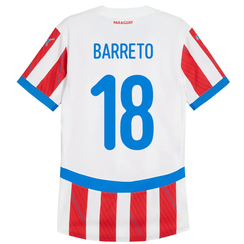 Danxen Mann Paraguay Liz Barreto #18 Hvit Rød Hjemmetrøye Drakt Trøye 24-26 Skjorter T-Skjorte