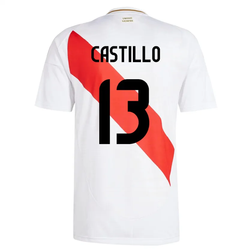 Danxen Mann Peru Jesús Castillo #13 Hvit Hjemmetrøye Drakt Trøye 24-26 Skjorter T-Skjorte