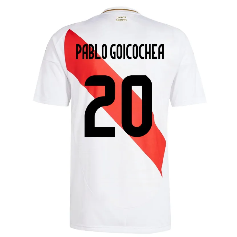 Danxen Mann Peru Juan Pablo Goicochea #20 Hvit Hjemmetrøye Drakt Trøye 24-26 Skjorter T-Skjorte